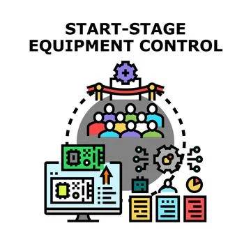 Starting production management process on stage equipment イラスト素材
