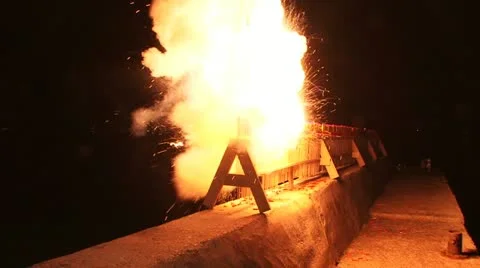 Starting a pyro show Stock Footage 12760722
