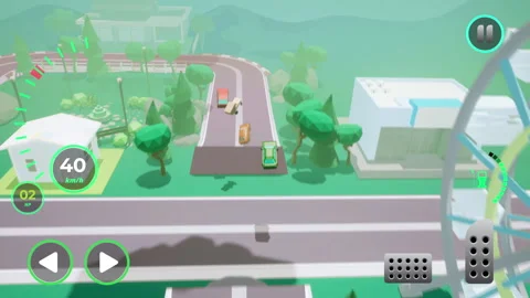 Starting a racing simulator smartphone game with vintage low-poly graphics Stock Footage 278232352