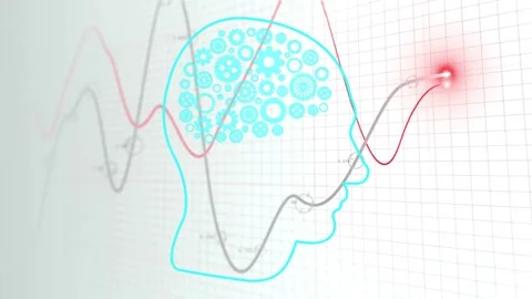 Starting, red and gray lines moving, red node pulsing, linking cyan head, Stock Footage 335281684