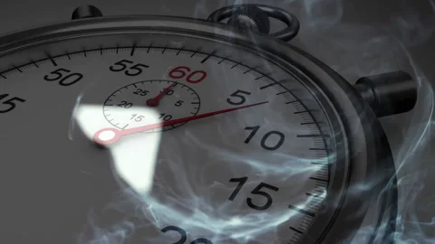 Starting with red hand at 60 seconds, stopwatch ticking toward zero, light Stock Footage 311901660