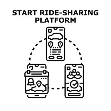 Starting ride sharing platform mobile application concept Stock Illustration