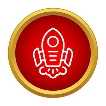 Starting rocket launching on red circle illustration Illustrazione stock