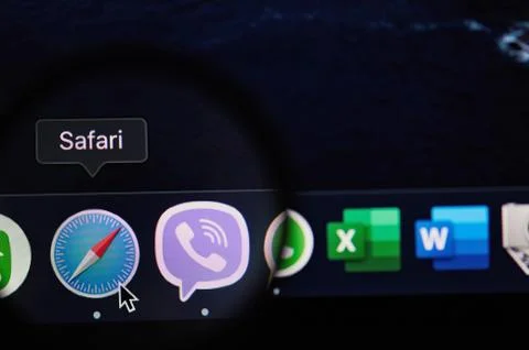 Starting safari browser program Stock Photos