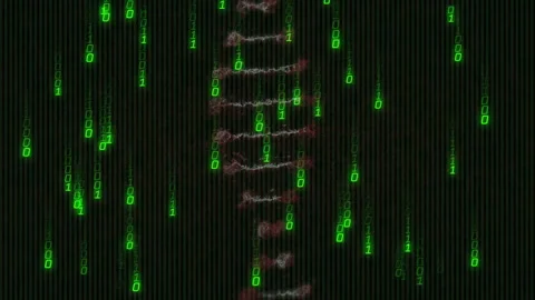 Starting with scan-line, helix emerging diagonally, rotating and pulsing code Stock Footage 312915798