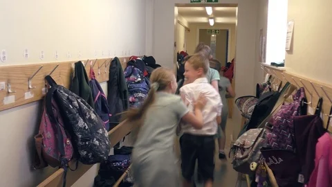 Starting school children Stock Footage 94010994