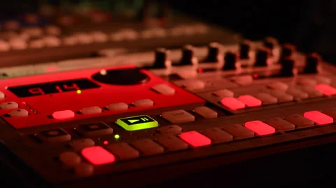 Starting sequencer on a drum computer Stock Footage 67860493