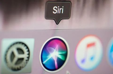 Starting Siri application on computer Stock Photos