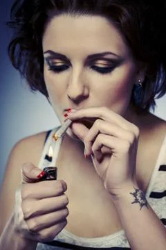 Starting smoking Stock Photos