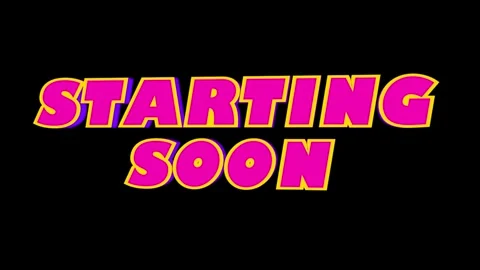 Starting soon 3d animated text in pink and yellow colors on black, live stream Stock Footage 335573533