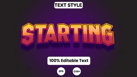 Starting Soon Gaming theme Font: Editable Text Style Effect Illustrazione stock