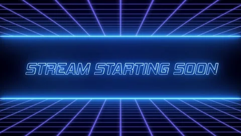 Starting Soon Neon glow with grid seamless looping video Stock Footage 290166080