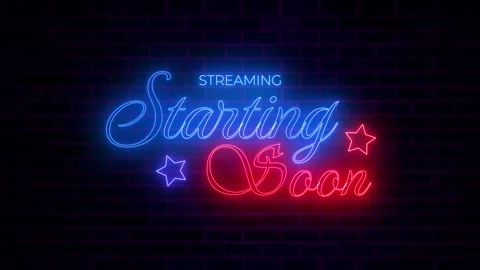 Starting Soon Streaming Overlay Neon Sign Loop Animation on Brick Wall Stock Footage 314103677