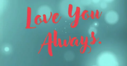 Starting sparkles emerging drifting around red cursive 'Love You Always' text Stock Footage 316096812