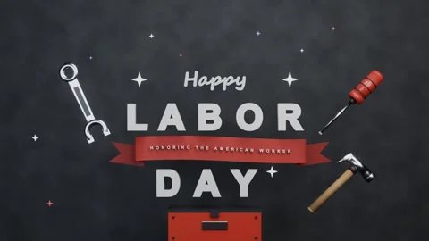 Starting with toolbox appearing LABOR DAY forming on studio tools dropping Stock Footage 340268225