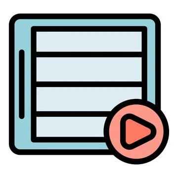 Starting video playback on digital device with play button icon Stock Illustration