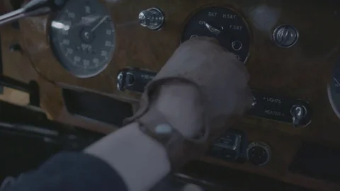 Starting a vintage Rolls Royce Stock Footage 79266592