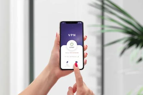 Starting a VPN connection on a smartphone. Emphasizes mobile online security Stock Photos