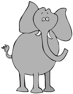 Startled African elephant Stock Illustration