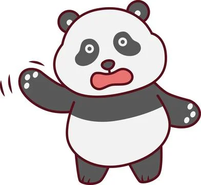 Startled Cartoon Panda with Panicked Expression Stock Illustration