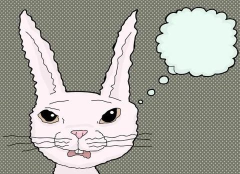 Startled Cartoon Rabbit Thinking Stock Illustration