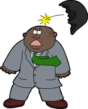 Startled man and toupee Stock Illustration