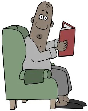 Startled man reading a book Stock Illustration