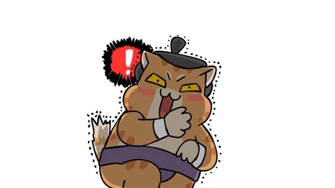 Startled Sumo Cat Animation with White Background Stock Footage 282777105