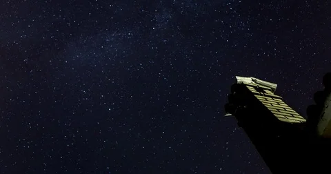 Startrail with Tower Stock Footage 74139290