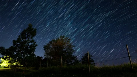 Startrails timelapse &amp; nature right side rotation at isabela, Puerto Rico. Vídeo Stock 239646511