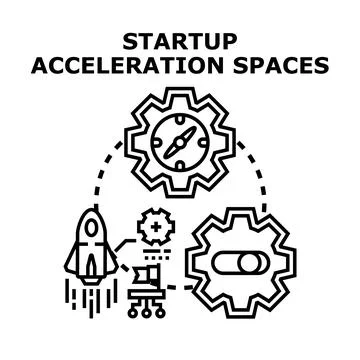 Startup acceleration spaces developing business project strategy Stock Illustration