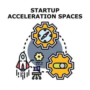 Startup acceleration spaces developing business project strategy Stock Illustration