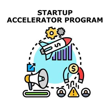 Startup accelerator program developing new business project Stock Illustration