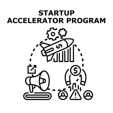 Startup accelerator program developing new business project Stock Illustration