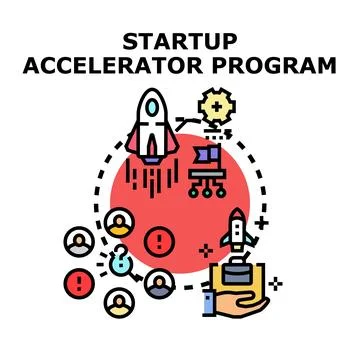 Startup accelerator program investing in new business ventures Stock Illustration