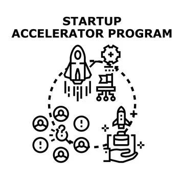 Startup accelerator program investing in new business ventures Stock Illustration