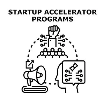 Startup accelerator programs concept developing business launching Stock Illustration