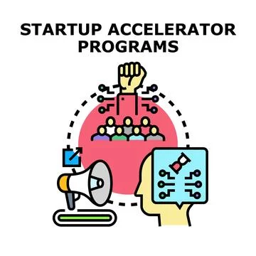 Startup accelerator programs concept developing business launching Stock Illustration