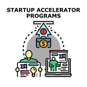 Startup accelerator programs fostering business growth innovation Illustrazione stock