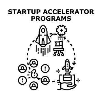Startup accelerator programs launching new business concepts Stockillustratie