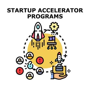 Startup accelerator programs launching new business concepts Illustrazione stock