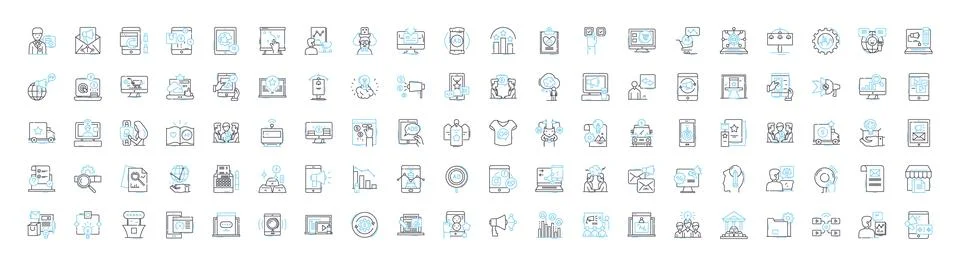 Startup Accelerators vector line icons set. Incubator, Investing, Mentoring Ilustración de archivo