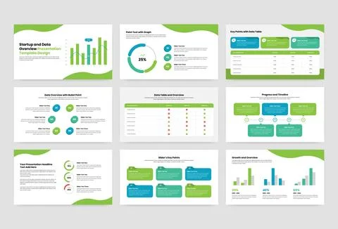 Startup and annual data overview presentation template design Stock Illustration
