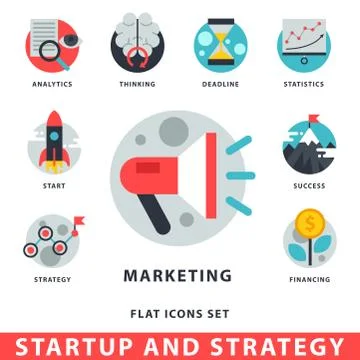Startup and strategy web busines icon set for websites ui management finance イラスト素材