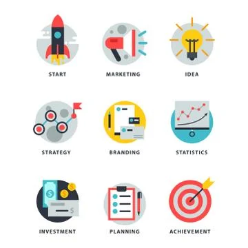 Startup and strategy web busines icon set for websites ui management finance イラスト素材