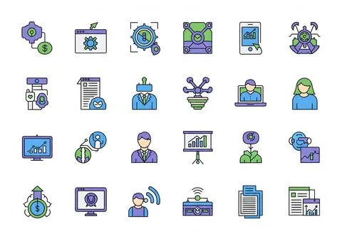 Startup and Tech Vector Icons illustration for web Illustrazione stock