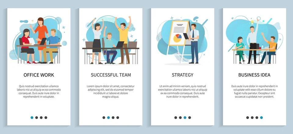 Startup and Working Task, Office Work Website Illustrazione stock