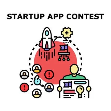 Startup app contest development and idea presentation Illustration