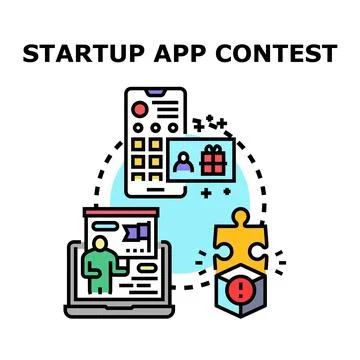 Startup application contest concept developing new digital ideas Stockillustratie