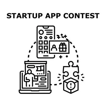 Startup application contest concept developing new digital ideas Illustrazione stock